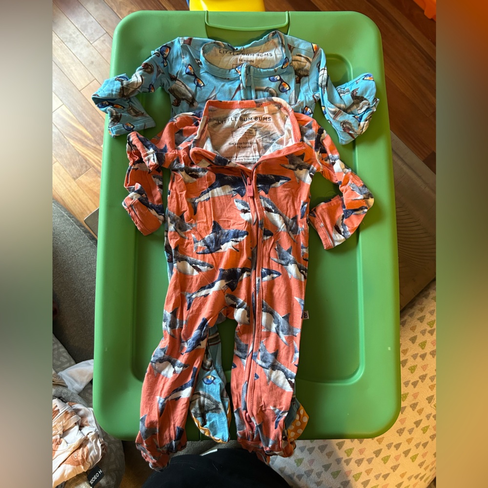(2) Little Bum Bums Zippies / Footie PJs